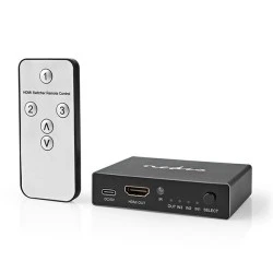 HDMI Switch 3 θυρών ανθρακί μεταλλικής κατασκευής με υποστήριξη 8K @ 60Hz και led ενδείξεις λειτουργίας 