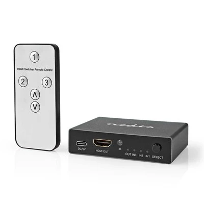 HDMI Switch 3 θυρών ανθρακί μεταλλικής κατασκευής με υποστήριξη 8K @ 60Hz και led ενδείξεις λειτουργίας HDMI Switch 3 θυρών ανθρακί μεταλλικής κατασκευής με υποστήριξη 8K @ 60Hz και led ενδείξεις λειτουργίας