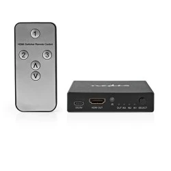HDMI Switch 3 θυρών ανθρακί μεταλλικής κατασκευής με υποστήριξη 8K @ 60Hz και led ενδείξεις λειτουργίας 