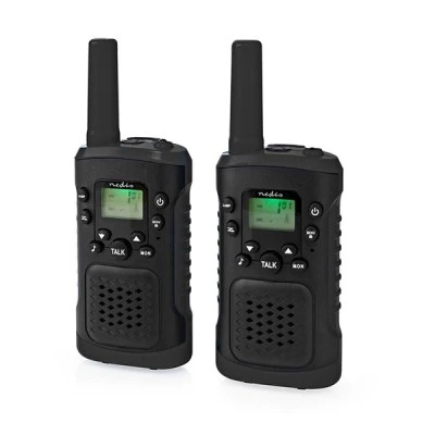  Walkie talkie με εμβέλεια έως και 6 km σε μαύρο χρώμα ABS με φωτιζόμενη οθόνη 0.9" 