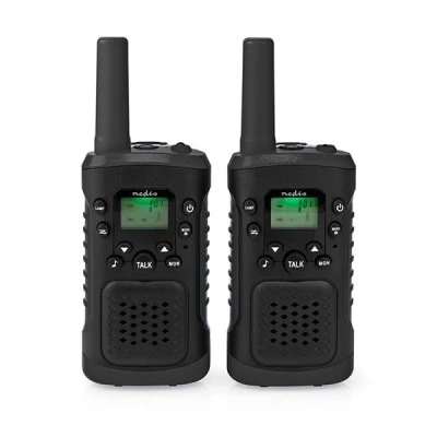  Walkie talkie με εμβέλεια έως και 6 km σε μαύρο χρώμα ABS με φωτιζόμενη οθόνη 0.9" 