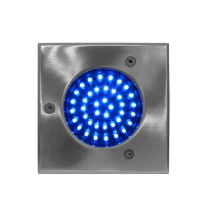 Φωτιστικό δαπέδου τετράγωνο inox μπλε φως 1.5W 230V  με 33led κάθετα στεγανό ΙΡ65 