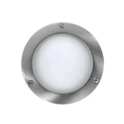 LED πλαφονιέρα  αλουμινίου σε γκρι χρώμα με ματ γυαλί στρογγυλή  επίτοιχη  2.4W 230V μπλε χρώμα φωτός στεγανή IP-54