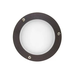 LED πλαφονιέρα αλουμινίου σαγρέ σκουριά με ματ γυαλί στρογγυλή επίτοιχη 2.4W 230V ψυχρό φως στεγανή IP-54