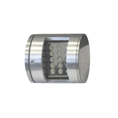 Led φωτιστικό επίτοιχο κυλινδρικό σατινέ 1.5W ψυχρό φως μονής κατεύθυνσης 15led 230V στεγανό IP54