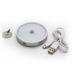 Φωτιστικό LED ντουλάπας mini 1W με μαγνήτη & ανιχνευτής κίνησης ασημί επαναφορτιζόμενο με USB