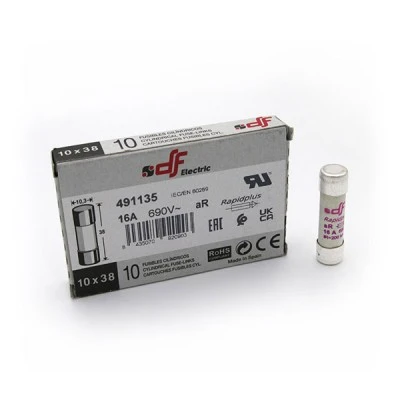 Φυσίγγιο κυλινδρικό υπερταχείας 16Α aR DF 10x38mm Φυσίγγιο κυλινδρικό υπερταχείας 16Α aR DF 10x38mm