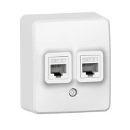 Πρίζα δικτύου διπλή λευκή MURATA επίτοιχη 2xRJ45 CAT6 UTP IP20 μη στεγανή 