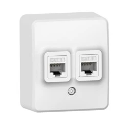 Πρίζα δικτύου διπλή λευκή MURATA επίτοιχη 2xRJ45 CAT6 UTP IP20 μη στεγανή 