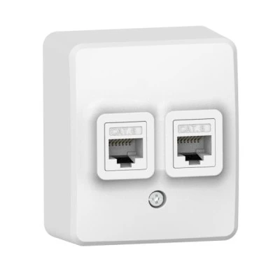 Πρίζα δικτύου διπλή λευκή MURATA επίτοιχη 2xRJ45 CAT6 UTP IP20 μη στεγανή 