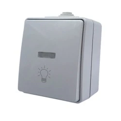 Μπουτόν κλιμακοστασίου ARMY & LED λυχνία επίτοιχο στεγανό με βίδα 1P 10A 250VAC IP55 σε γκρι χρώμα