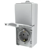 Διακόπτης Α/Ρ ARMY επίτοιχος 1P 10AX 250VAC & πρίζα σουκο ασφαλείας 1x2P+E 16A 250VAC IP55 στεγανός σε γκρι χρώμα