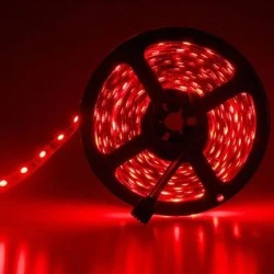 Ταινία LED 5M 9.6W/M 24V DC IP20  μη στεγανή με κόκκινο χρώμα φωτός & πλάτος 8mm κατάλληλη για εσωτερικό χώρο 