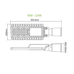 Φωτιστικό δρόμου LED LUMINAIRE ΒISE 90W 12600LM με ενδιάμεσο χρώμα φωτός 4000K δέσμης 150Χ75˚ 230V AC IP66