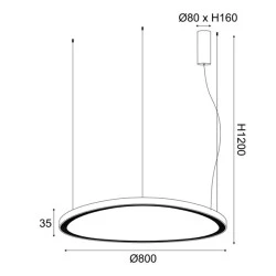 Φωτιστικό LED κρεμαστό ΗΑRMONY 74W σε θερμό φως 3000K 6500LM σε μαύρο χρώμα σώματος από αλουμίνιο IP20 