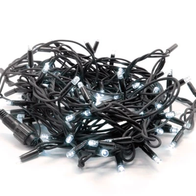 100 LED λαμπάκια σε σειρά ανά 10cm σε ψυχρό χρώμα φωτός  IP44 με μήκος 10m με μαύρο καλώδιο