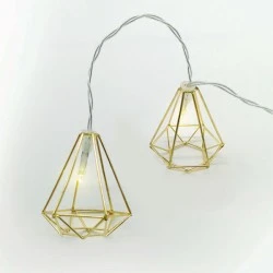 Διακοσμητικά λαμπάκια METAL DIAMOND με 10 LED σε σειρά θερμό χρώμα φωτός από χρυσό μέταλλο & μήκος 135cm IP20 