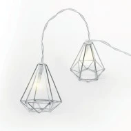 Διακοσμητικά λαμπάκια METAL DIAMOND με 10 LED σε σειρά θερμό χρώμα φωτός από ασημί μέταλλο & μήκος 135cm