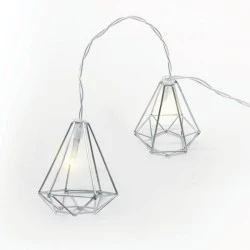 Διακοσμητικά λαμπάκια METAL DIAMOND με 10 LED σε σειρά θερμό χρώμα φωτός από ασημί μέταλλο & μήκος 135cm