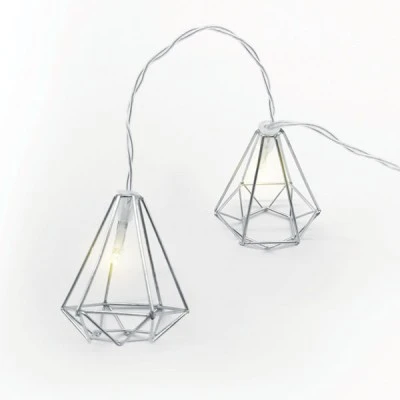 Διακοσμητικά λαμπάκια METAL DIAMOND με 10 LED σε σειρά θερμό χρώμα φωτός από ασημί μέταλλο & χρονοδιακόπτη Διακοσμητικά λαμπάκια METAL DIAMOND με 10 LED σε σειρά θερμό χρώμα φωτός από ασημί μέταλλο & χρονοδιακόπτη