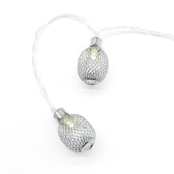 Διακοσμητικά λαμπάκια METAL PINAPPLΕ 10 LED σε θερμό χρώμα φωτός & ασημί μέταλλo IP20 