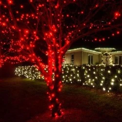 300 LED λαμπάκια σε σειρά ανά 5cm με κόκκινο χρώμα φωτός & επέκταση έως 2 σετ IP44  μήκος 3m με διάφανο καλώδιο