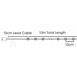 100 LED λαμπάκια σε σειρά 10m 1.8W με κίτρινο χρώμα φωτός & ασημί καλώδιο χαλκού με 8 λειτουργίες IP44 