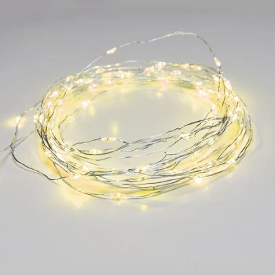 100 LED λαμπάκια σε σειρά 10m 1.8W με κίτρινο χρώμα φωτός & ασημί καλώδιο χαλκού με 8 λειτουργίες IP44 