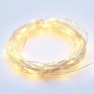 12 LED λαμπάκια 0.72W σε σειρά με θερμό λευκό & ασημί καλώδιο χαλκού με μπαταρίες 2xAA IP20 μήκος 1.2m 
