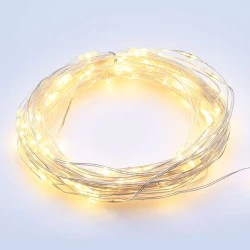 12 LED λαμπάκια 0.72W σε σειρά θερμό λευκό χρώμα φωτός & ασημί καλώδιο χαλκού  IP20 με μήκος 1.2m