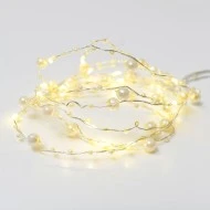 20 LED λαμπάκια με πέρλες 1.2W θερμό λευκό χρώμα φωτός με ασημί καλώδιο χαλκού IP20 & μήκος 2m 