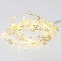 20 LED λαμπάκια με πέρλες 1.2W θερμό λευκό χρώμα φωτός με ασημί καλώδιο χαλκού IP20 & μήκος 2m 