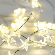 20 LED ακρυλικά λαμπάκια αστέρι 1.2W θερμό χρώμα φωτός με ασημί καλώδιο χαλκού IP20  & μήκος 2m