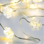  20 LED λαμπάκια χιονονιφάδα σε θερμό χρώμα φωτός & ασημί καλώδιο χαλκού  IP20 μήκος 2m