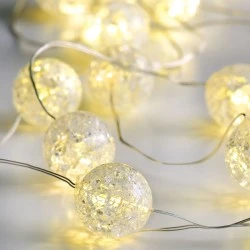  20 LED BALL λαμπάκια 1.2W σε θερμό χρώμα φωτός με ασημί καλώδιο χαλκού & μήκος 2m IP20 