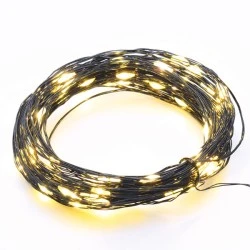 20 LED λαμπάκια 1.2W σε σειρά με θερμό λευκό χρώμα φωτός μαύρο καλώδιο χαλκού &  IP20  μήκους 2m