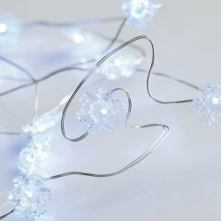 20 LED λαμπάκια χιονονιφάδα σε ψυχρό χρώμα φωτός & ασημί καλώδιο χαλκού IP20 μήκος 2m