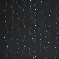 400 LED λαμπάκια κουρτίνα με θερμό λευκό χρώμα φωτός ασημί καλώδιο χαλκού & USB αντάπτορα με τηλεκοντρόλ 20 LEDx20 σειρές  