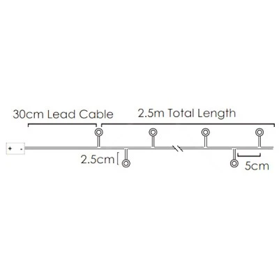 50 LED λαμπάκια 3W σε σειρά θερμό χρώμα φωτός & ασημί καλώδιο χαλκού με μήκος 2.5m IP20 50 LED λαμπάκια 3W σε σειρά θερμό χρώμα φωτός & ασημί καλώδιο χαλκού με μήκος 2.5m IP20