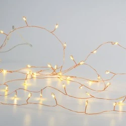 300 LED λαμπάκια 6W σε σειρά με θερμό λευκό χρώμα φωτός & χάλκινο καλώδιο  IP44 με μήκος 3m