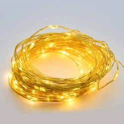 20 LED λαμπα΄κια σε σειρά 1.2W 2m με θερμό λευκό χρώμα φωτός & χρυσό καλώδιο χαλκού με μπαταρίες 2xAA IP20 