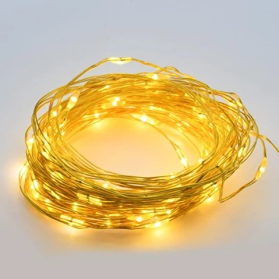20 LED λαμπα΄κια σε σειρά 1.2W 2m με θερμό λευκό χρώμα φωτός & χρυσό καλώδιο χαλκού με μπαταρίες 2xAA IP20 