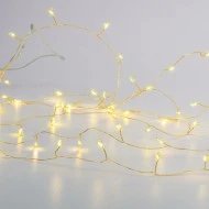 50  LED λαμπάκια 3W σε σειρά με θερμό λευκό χρώμα φωτός με χρυσό καλώδιο χαλκού & μήκος 2.5m