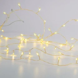 50  LED λαμπάκια 3W σε σειρά με θερμό λευκό χρώμα φωτός με χρυσό καλώδιο χαλκού & μήκος 2.5m