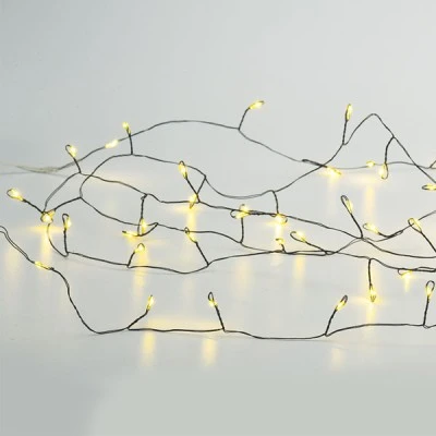 50 LED λαμπάκια 3W σε σειρά με θερμό χρώμα φωτός & μαύρο καλώδιο χαλκού IP20 με μήκος 2.5m