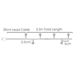 50  LED λαμπάκια 3W σε σειρά με ψυχρό χρώμα φωτός & ασημί καλώδιο χαλκού & μήκος 2.5m IP20 