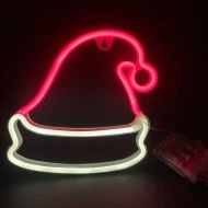Χριστουγεννιάτικος σκούφος με 114 NEON LED λαμπάκια με κόκκινο & ψυχρό χρώμα φωτός  με μπαταρία (3xAA)/USB & διάσταση 19x2x22cm