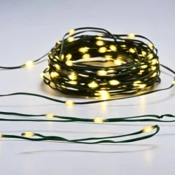 100 λαμπάκια LED 2,4W σε σειρά με θερμό χρώμα φωτός με PVC καλώδιο χαλκού σε πράσινο χρώμα & μήκος 10m 