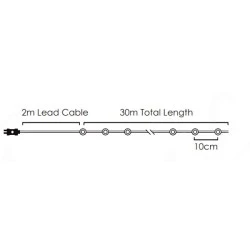 300 λαμπάκια LED 3,6W με θερμό χρώμα φωτός & PVC καλώδιο χαλκού σε πράσινο χρώμα IP44 μήκος 30m 