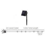 30 SOLAR LEDS λαμπάκια σε σειρά με ψυχρό χρώμα φωτός με φωτοβολταικό πάνελ μαύρο καλώδιο IP44 & μήκος 4.35m